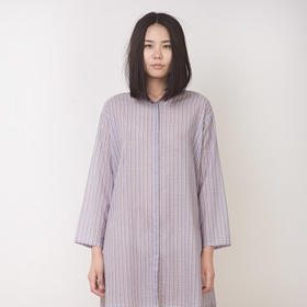 夏季条纹百搭女士纯棉薄款衬衫短裙睡衣家居服